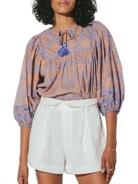 Cleobella Amarillis Tassle Tie Blouse Size Large